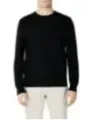 Schwarzes Baumwoll-Langarmshirt klassischer Schnitt