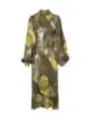 Gelbes Blumenmuster Kleid mit Rüschenärmeln