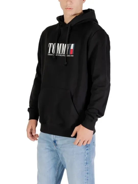 "Tommy Hilfiger Jeans Sweatshirts im Sale | Tommy Hilfiger Herren Fleece Hoodie Schwarz Herbst/Winter online kaufen"|Planet-Deluxe