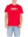 "Tommy Hilfiger Jeans T-Shirts im Sale | Tommy Hilfiger Herbst Rot TShirt Herren Bio Baumwolle online kaufen"|Planet-Deluxe
