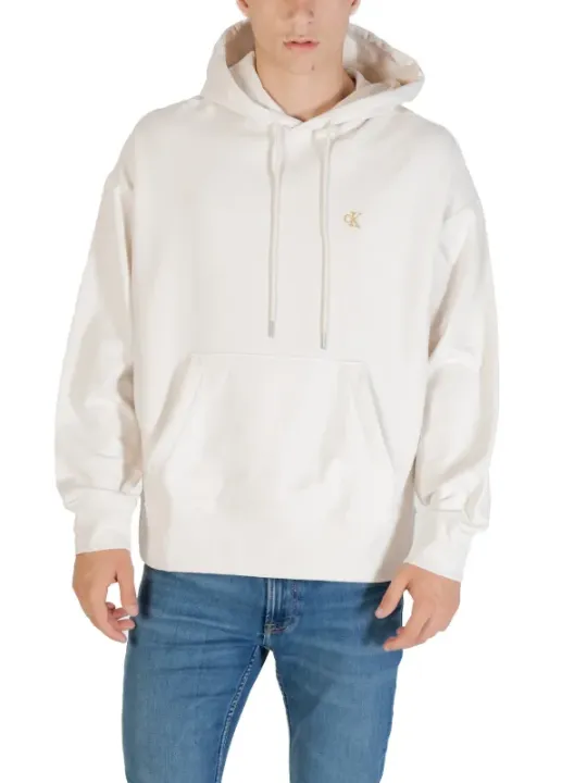 "Calvin Klein Jeans Sweatshirts im Sale | Calvin Klein Herren Fleece Kapuzenpullover Weiß online kaufen"|Planet-Deluxe