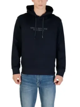 Armani Exchange Herren Fleece Hoodie Blau V-Ausschnitt