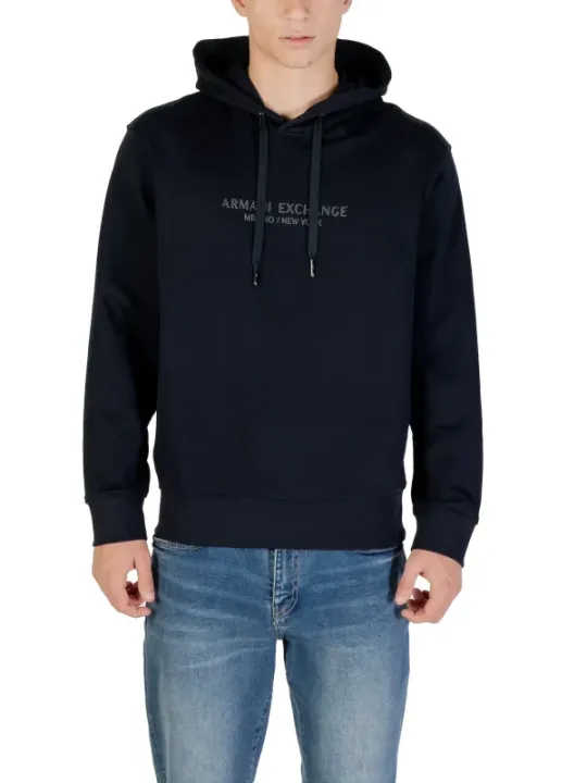 "Armani Exchange Sweatshirts im Sale | Armani Exchange Herren Fleece Hoodie Blau V-Ausschnitt online kaufen"|Planet-Deluxe
