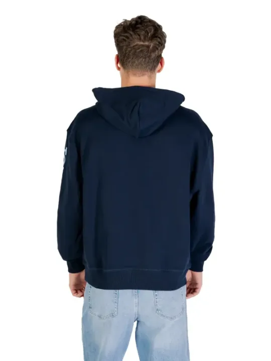 "Tommy Hilfiger Jeans Sweatshirts im Sale | Tommy Hilfiger Jeans Herren Kapuzen-Fleece "Felpa Uomo" - Blau mit Druckmuster, Herbst/Winter Kollektion, 100% Bio-Baumwolle online kaufen"|Planet-Deluxe