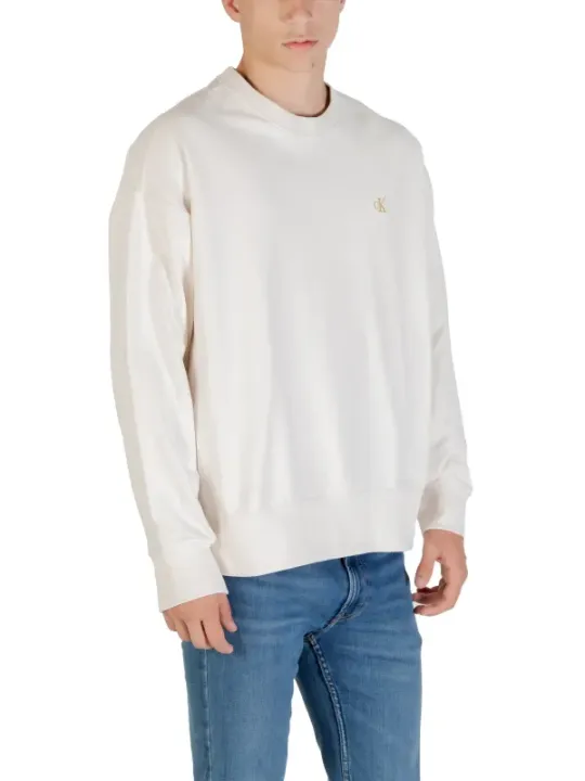 "Calvin Klein Jeans Sweatshirts im Sale | Calvin Klein Jeans Herren Fleece-Sweatshirt, Weiß - Herbst/Winter Kollektion, Rundhals, Langarm - Artikelcode: LV04RC277G online kaufen"|Planet-Deluxe