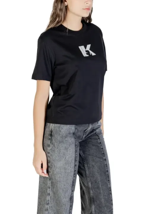 "Karl Lagerfeld Jeans T-Shirts im Sale | Karl Lagerfeld Damen T-Shirt Schwarz Herbst Winter online kaufen"|Planet-Deluxe