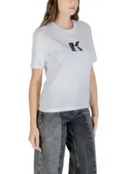 "Karl Lagerfeld Jeans T-Shirts im Sale | Karl Lagerfeld Damen T-Shirt Herbst Weiß Druck Kurzarm online kaufen"|Planet-Deluxe