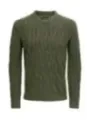 Grüner Strickpullover mit Zopfmuster