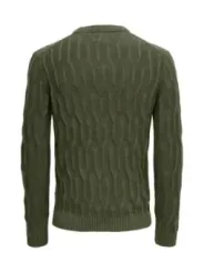 Dunkelgrüner Strickpullover mit Kragen