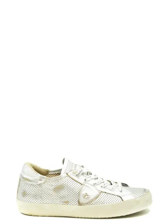 "Philippe Model Sneakers im Sale | Philippe Model Damen Sneaker Silber - Elegante Herbst/Winter Leder-Sneaker mit Schnürung und Slip-On Komfort  online kaufen"|Planet-Deluxe