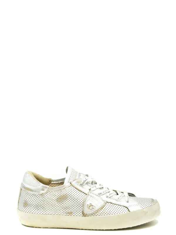 "Philippe Model Sneakers im Sale | Philippe Model Damen Sneaker Silber - Elegante Herbst/Winter Leder-Sneaker mit Schnürung und Slip-On Komfort  online kaufen"|Planet-Deluxe