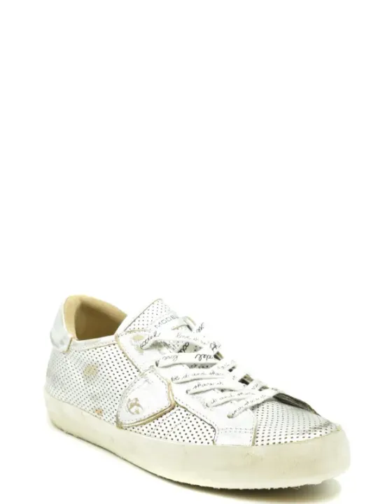 "Philippe Model Sneakers im Sale | Philippe Model Damen Sneaker Silber - Elegante Herbst/Winter Leder-Sneaker mit Schnürung und Slip-On Komfort  online kaufen"|Planet-Deluxe
