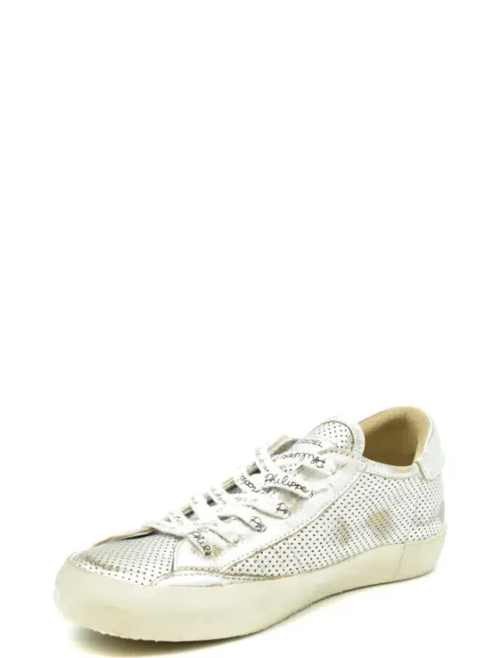 "Philippe Model Sneakers im Sale | Philippe Model Damen Sneaker Silber - Elegante Herbst/Winter Leder-Sneaker mit Schnürung und Slip-On Komfort  online kaufen"|Planet-Deluxe