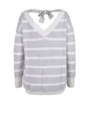 Lorena Antoniazzi grauer Strickpullover mit V-Ausschnitt