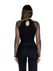 "Morgan De Toi Blusen im Sale | Morgan De Toi Damenbluse Schwarz - Elegante Herbst/Winter Bluse mit Druckknöpfen und Rundhalsausschnitt online kaufen"|Planet-Deluxe