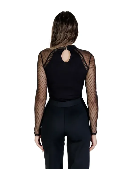"Morgan De Toi Blusen im Sale | Morgan De Toi Damenbluse Schwarz - Elegante Herbst/Winter Bluse mit Druckknöpfen und Rundhalsausschnitt online kaufen"|Planet-Deluxe