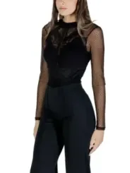 "Morgan De Toi Blusen im Sale | Morgan De Toi Damenbluse Schwarz - Elegante Herbst/Winter Bluse mit Druckknöpfen und Rundhalsausschnitt online kaufen"|Planet-Deluxe