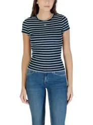 "Tommy Hilfiger Jeans T-Shirts im Sale | Tommy Hilfiger Damen Streifen T-Shirt Blau Kurzarm online kaufen"|Planet-Deluxe