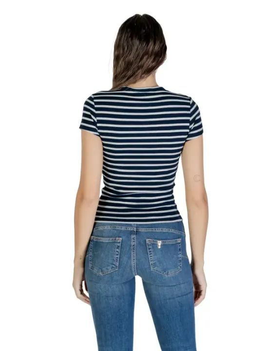 "Tommy Hilfiger Jeans T-Shirts im Sale | Tommy Hilfiger Damen Streifen T-Shirt Blau Kurzarm online kaufen"|Planet-Deluxe