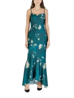 Rinascimento Damenkleid - Grünes Blumenmuster, Herbst/Winter