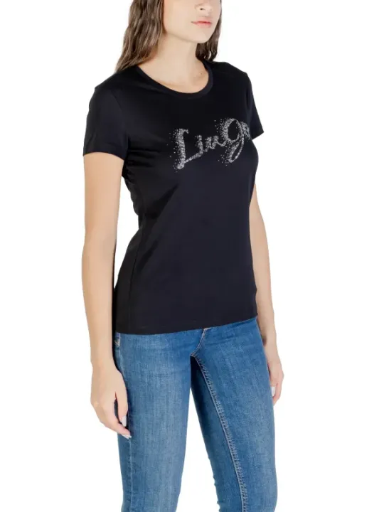 "Liu Jo T-Shirts im Sale | Liu Jo Damen Herbst Winter T Shirt Schwarz Druck online kaufen"|Planet-Deluxe