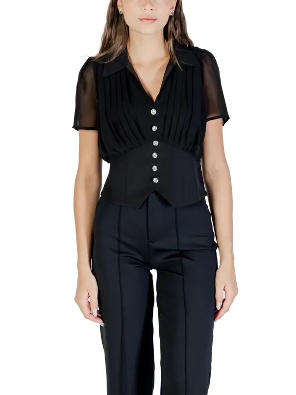 "Morgan De Toi Blusen im Sale | Morgan De Toi Damen Herbst/Winter Bluse mit V-Ausschnitt in Schwarz – Klassischer Stil, Kurzarm, 100% Polyester online kaufen"|Planet-Deluxe "Morgan De Toi Blusen im Sale | Morgan De Toi Damen Herbst/Winter Bluse mit V-Ausschnitt in Schwarz – Klassischer Stil, Kurzarm, 100% Polyester online kaufen"|Planet-Deluxe