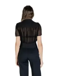 "Morgan De Toi Blusen im Sale | Morgan De Toi Damen Herbst/Winter Bluse mit V-Ausschnitt in Schwarz – Klassischer Stil, Kurzarm, 100% Polyester online kaufen"|Planet-Deluxe