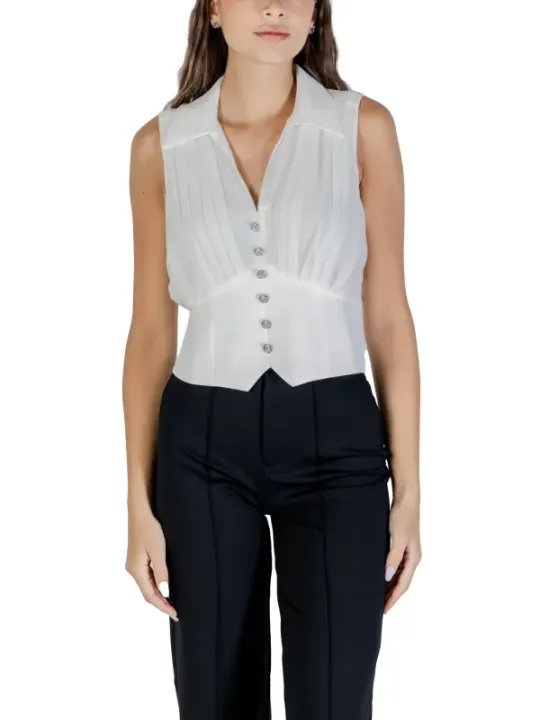 "Morgan De Toi Tops im Sale | Morgan De Toi Damen Top Weiß Herbst/Winter V-Ausschnitt online kaufen"|Planet-Deluxe