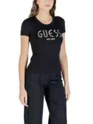 "Guess T-Shirts im Sale | Guess Damen TShirt Schwarz HerbstWinter Druck Rundhals online kaufen"|Planet-Deluxe