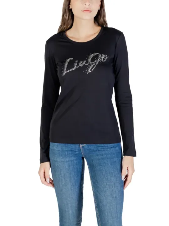 "Liu Jo T-Shirts im Sale | Liu Jo Damen Langarmshirt Schwarz Baumwolle Herbst online kaufen"|Planet-Deluxe
