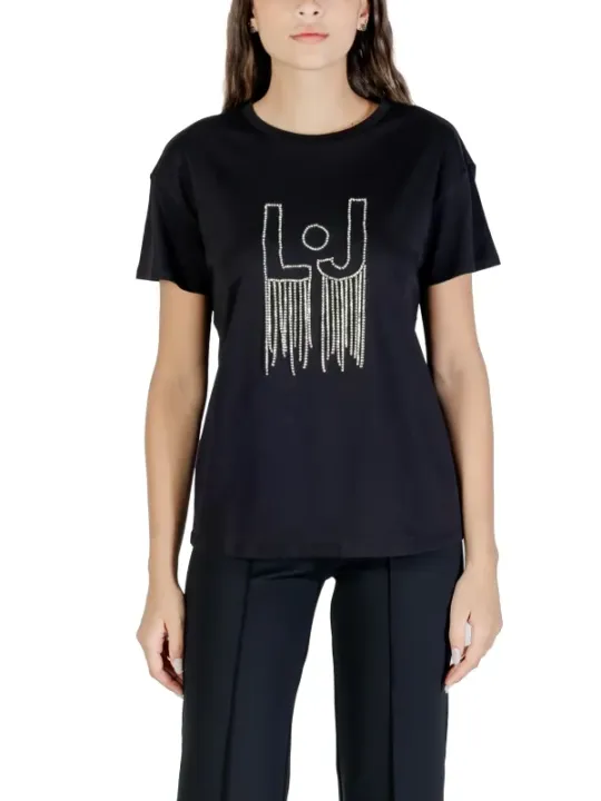 "Liu Jo T-Shirts im Sale | Liu Jo Damen TShirt Schwarz Druck Kurzarm Herbst Winter online kaufen"|Planet-Deluxe
