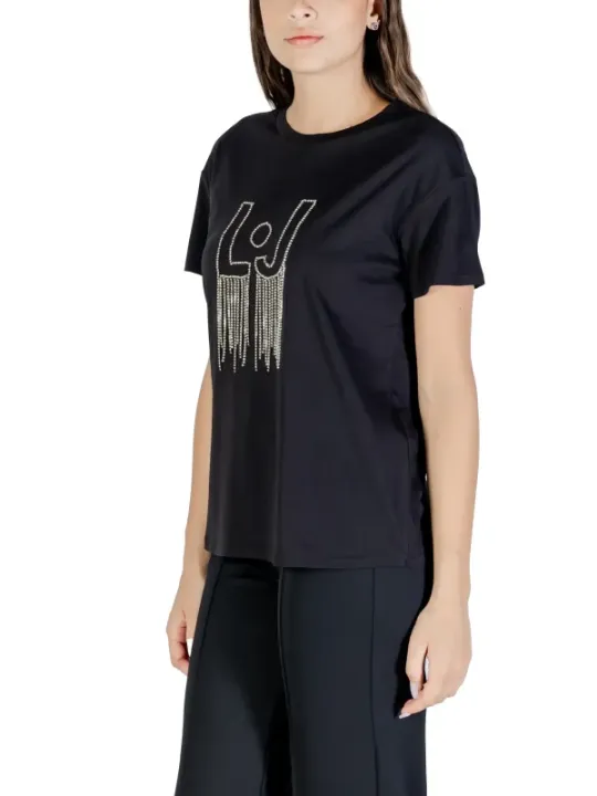 "Liu Jo T-Shirts im Sale | Liu Jo Damen TShirt Schwarz Druck Kurzarm Herbst Winter online kaufen"|Planet-Deluxe