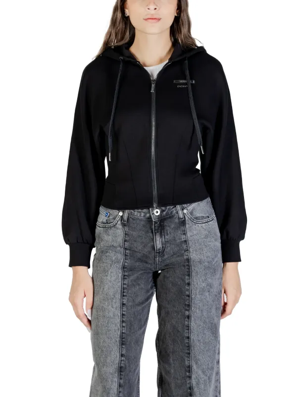 "Armani Exchange Sweatshirts im Sale | Armani Exchange Damen Fleece Hoodie Schwarz online kaufen"|Planet-Deluxe