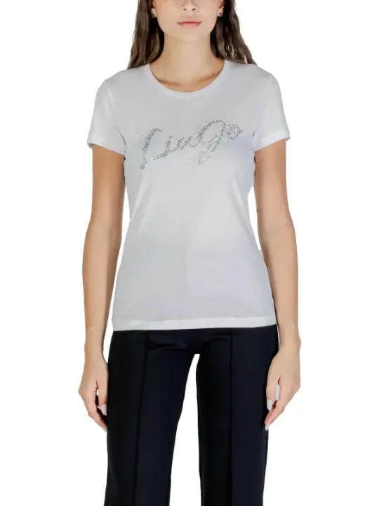 "Liu Jo T-Shirts im Sale | Liu Jo Damen T-Shirt Weiß Druck Kurzarm Herbst Winter online kaufen"|Planet-Deluxe