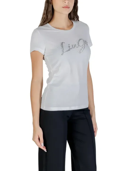 "Liu Jo T-Shirts im Sale | Liu Jo Damen T-Shirt Weiß Druck Kurzarm Herbst Winter online kaufen"|Planet-Deluxe