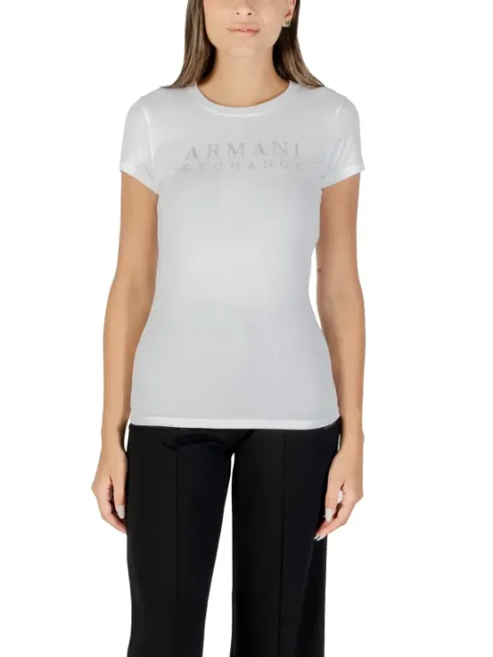 "Armani Exchange T-Shirts im Sale | Armani Exchange Damen Strass T-Shirt Weiß Herbst/Winter online kaufen"|Planet-Deluxe
