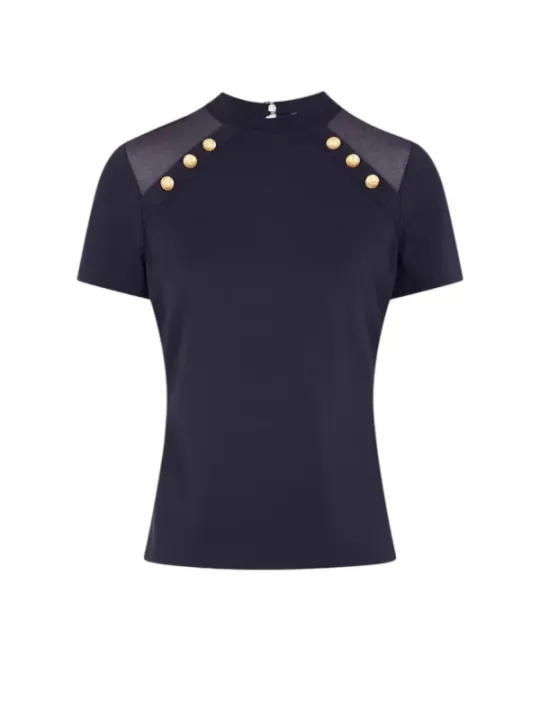 "Morgan De Toi T-Shirts im Sale | Morgan De Toi Damen TShirt Blau Kurzarm Rundhals online kaufen"|Planet-Deluxe