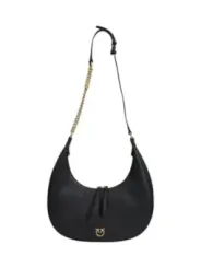 "Pinko Einzelstücke & Seltenheiten im Sale | Pinko Damen Umhängetasche aus Schwarzem Leder - Elegante Einfarbige Herbst/Winter Tasche mit Reißverschluss online kaufen"|Planet-Deluxe