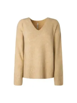 Beiger V-Ausschnitt Wollpullover Pepe Jeans