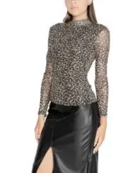 "Only Blusen im Sale | Leopard Langarm Damenbluse Schwarz Herbst Winter online kaufen"|Planet-Deluxe