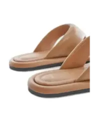 "Mango Flip Flops im Sale | Mango Damen Leder Zehentrenner in Beige – Einfarbig, Perfekt für Frühling/Sommer online kaufen"|Planet-Deluxe