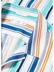 "Mango Hemden im Sale | Mango Herren Kurzarmhemd Azurblau Streifen online kaufen"|Planet-Deluxe