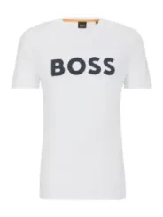 "Boss T-Shirts im Sale | Boss Herbst T-Shirt Weiß mit Druck 100% Baumwolle online kaufen"|Planet-Deluxe