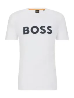 "Boss Herbst T-Shirt Weiß mit Print - 100% Baumwolle"