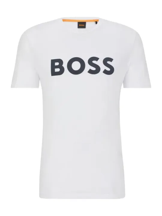 "Boss T-Shirts im Sale | Boss Herbst T-Shirt Weiß mit Druck 100% Baumwolle online kaufen"|Planet-Deluxe