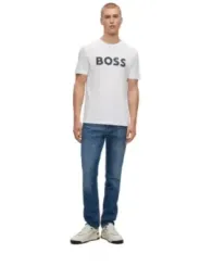 "Boss T-Shirts im Sale | Boss Herbst T-Shirt Weiß mit Druck 100% Baumwolle online kaufen"|Planet-Deluxe