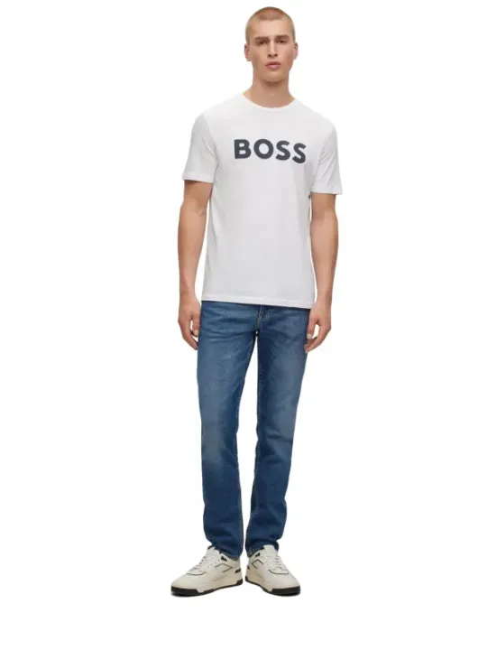 "Boss T-Shirts im Sale | Boss Herbst T-Shirt Weiß mit Druck 100% Baumwolle online kaufen"|Planet-Deluxe