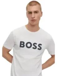 "Boss T-Shirts im Sale | Boss Herbst T-Shirt Weiß mit Druck 100% Baumwolle online kaufen"|Planet-Deluxe