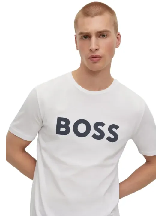 "Boss T-Shirts im Sale | Boss Herbst T-Shirt Weiß mit Druck 100% Baumwolle online kaufen"|Planet-Deluxe
