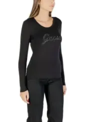 "Guess T-Shirts im Sale | Guess Damen T-Shirt Herbst/Winter Schwarz mit Strass  online kaufen"|Planet-Deluxe